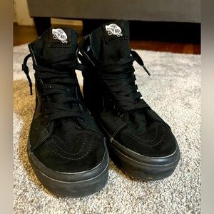 All Black Hightop Vans “OFF THE WALL”